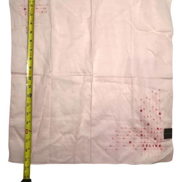Celine Pink Embroidered Cotton Handkerchief Scarf 100% Cotton Japan 19" - Picture 5 of 8